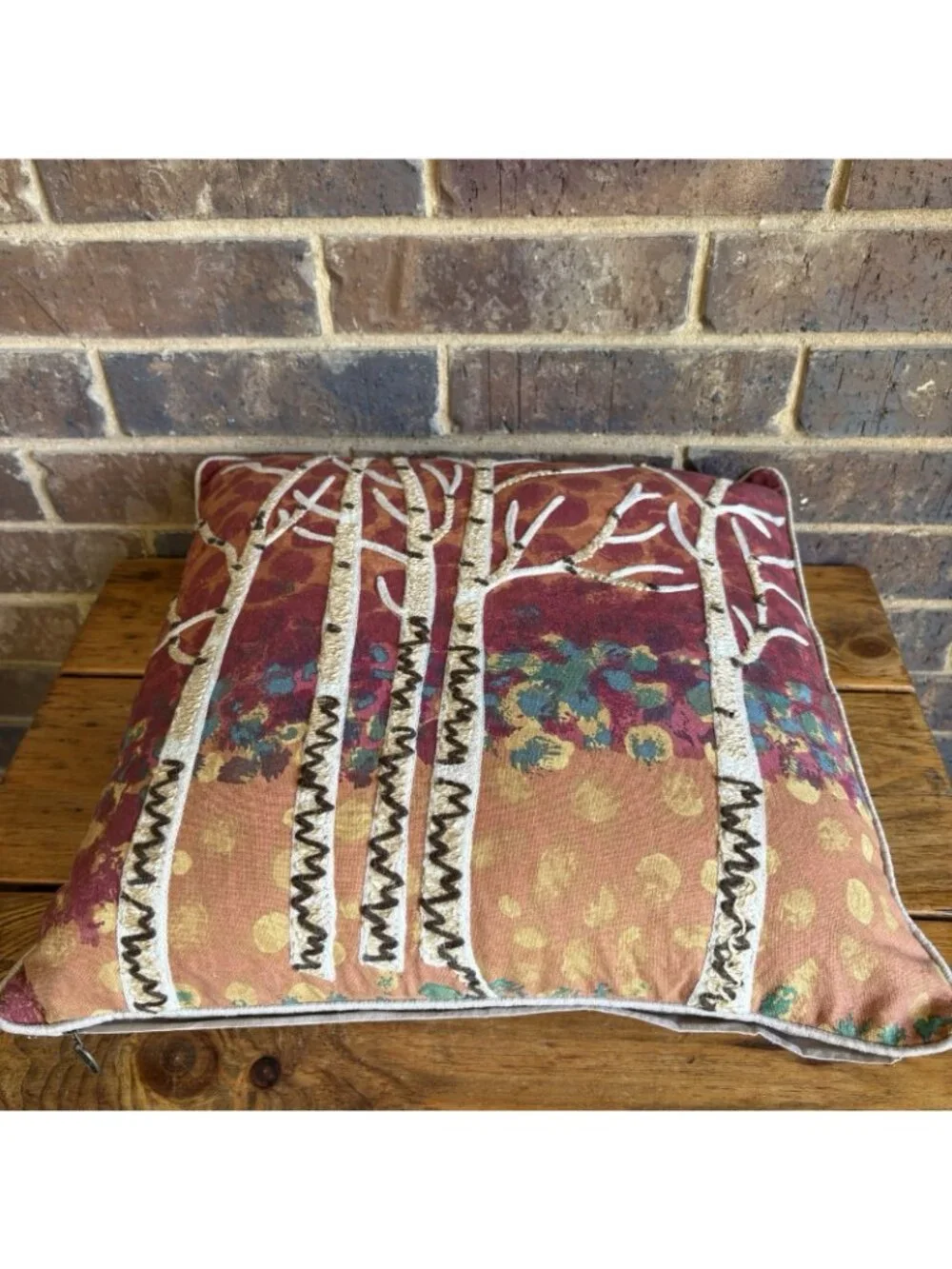 Pier 1 Imports Birch Tree Embroidered Multicolor Accent Throw Pillow 17 in